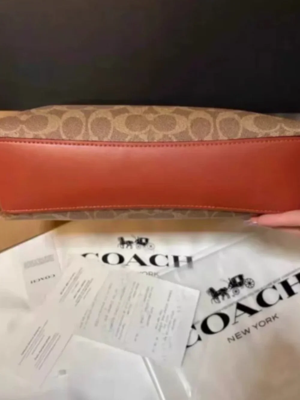 Coach Signature Brown Chain Shoulder Bag Crossbody Purse Authentic